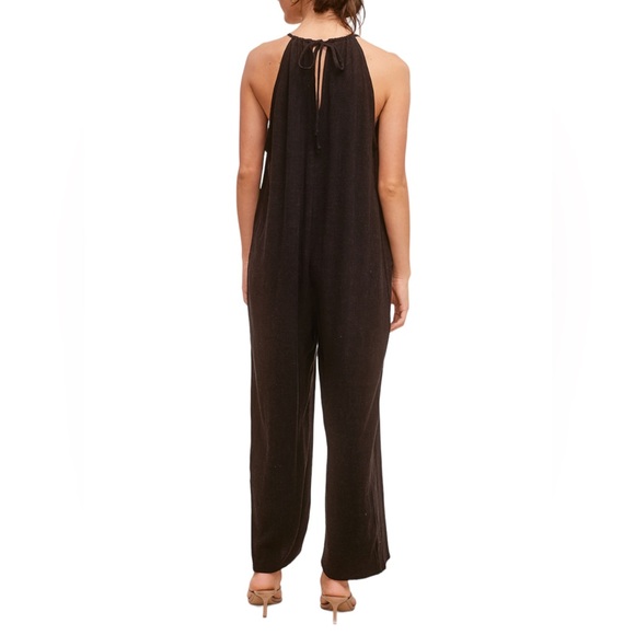 NWT Women’s Black Linen Blend Ankle Jumpsuit - Picture 2 of 2